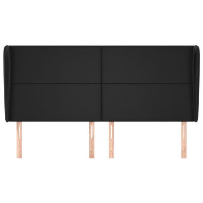 Hoofdbord met randen 203x23x118/128 cm kunstleer zwart 203 x 23 x 118/128 cm Zwart