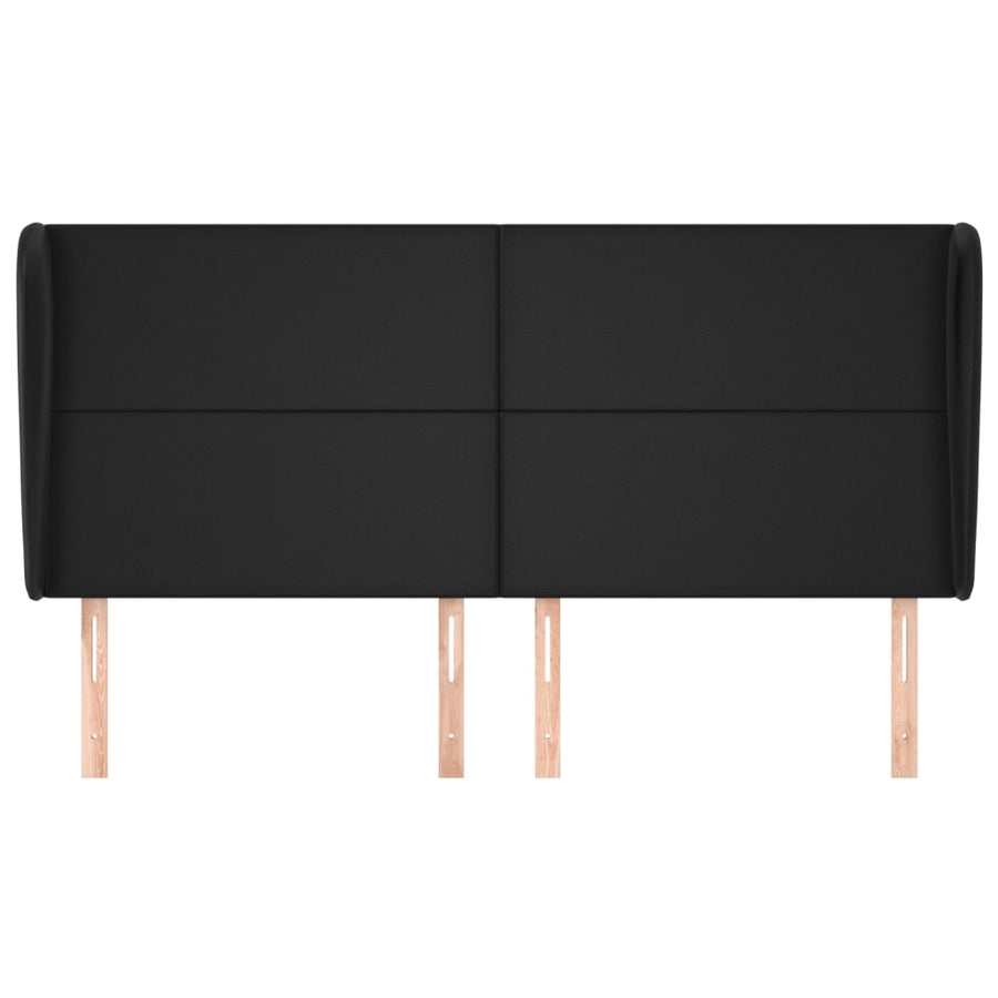 Hoofdbord met randen 203x23x118/128 cm kunstleer zwart 203 x 23 x 118/128 cm Zwart