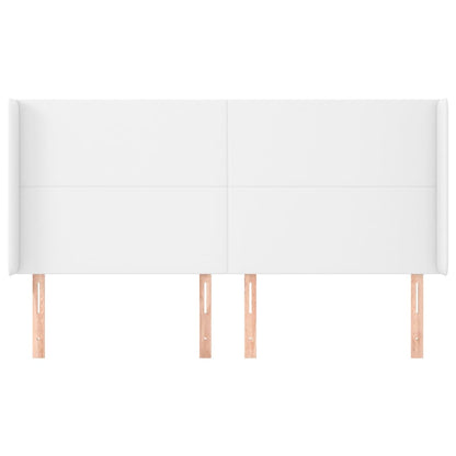 Hoofdbord met randen 203x23x118/128 cm kunstleer wit 203 x 23 x 118/128 cm Wit