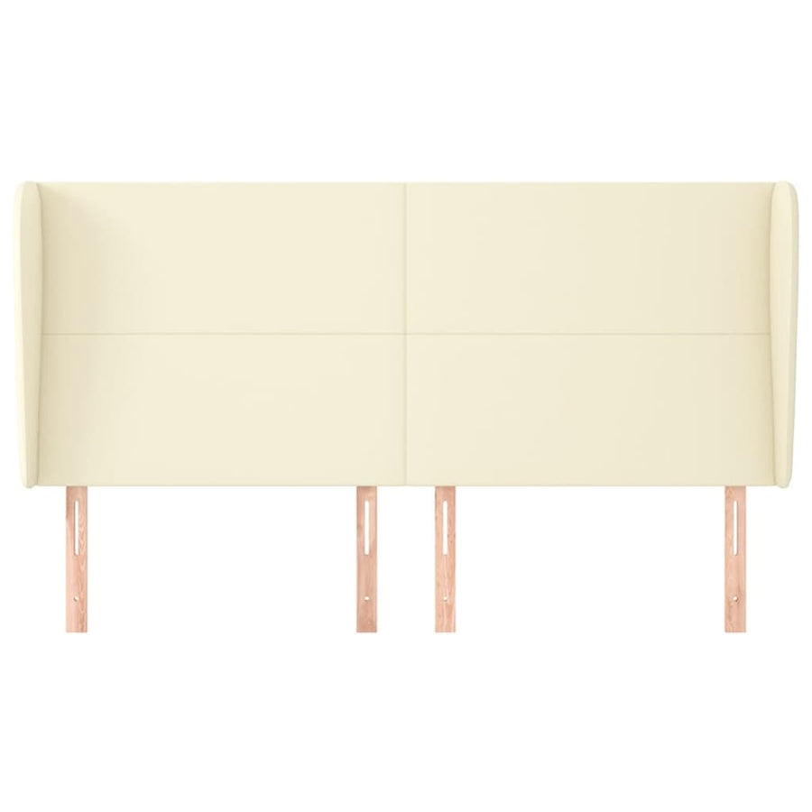 Hoofdbord Met Randen Kunstleer Kleurig 203 x 23 x 118/128 cm Crème