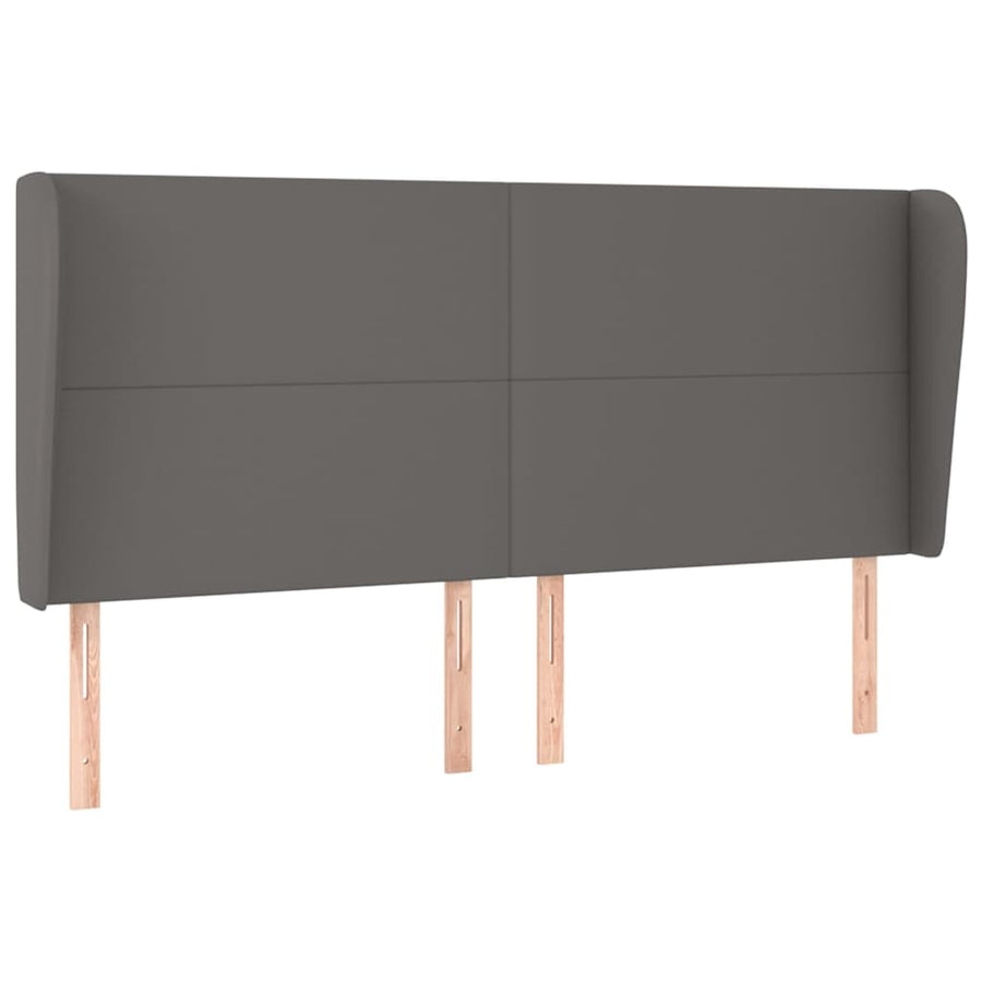Hoofdbord met randen 203x23x118/128 cm kunstleer grijs 203 x 23 x 118/128 cm Grijs