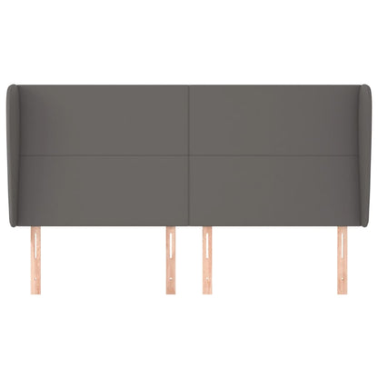 Hoofdbord met randen 203x23x118/128 cm kunstleer grijs 203 x 23 x 118/128 cm Grijs