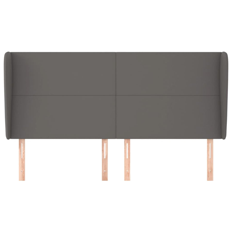 Hoofdbord met randen 203x23x118/128 cm kunstleer grijs 203 x 23 x 118/128 cm Grijs