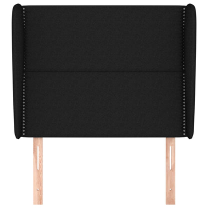 Hoofdbord Met Randen Stof Zwart 83 x 23 x 118/128 cm