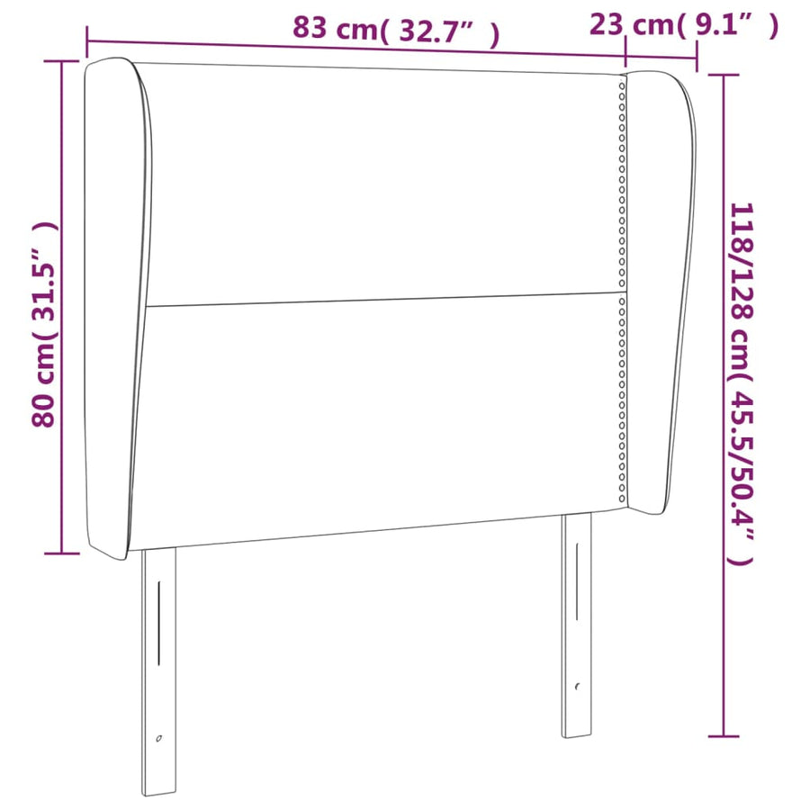 Hoofdbord Met Randen Stof Zwart 83 x 23 x 118/128 cm