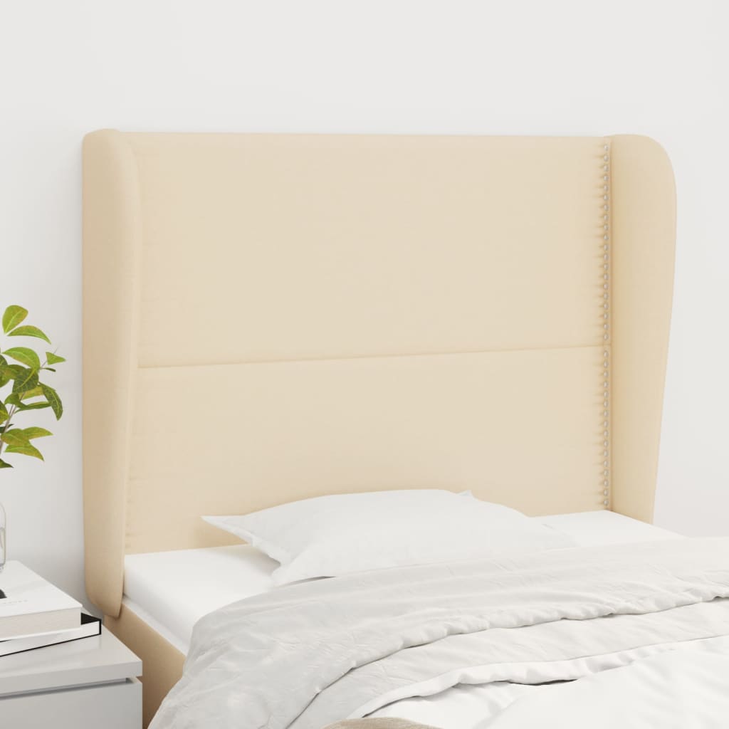Hoofdbord Met Randen Stof Kleurig Crème 93 x 23 x 118/128 cm