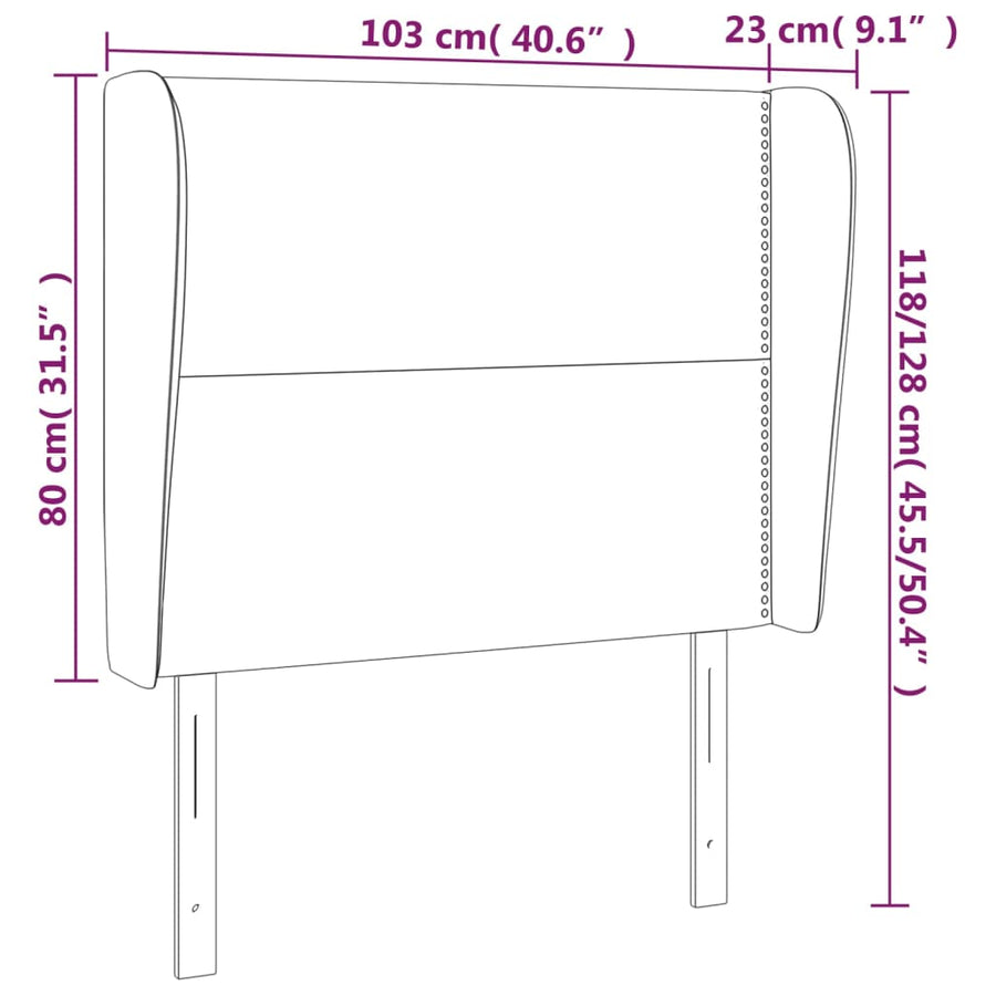 Hoofdbord Met Randen Stof Donkergrijs 103 x 23 x 118/128 cm
