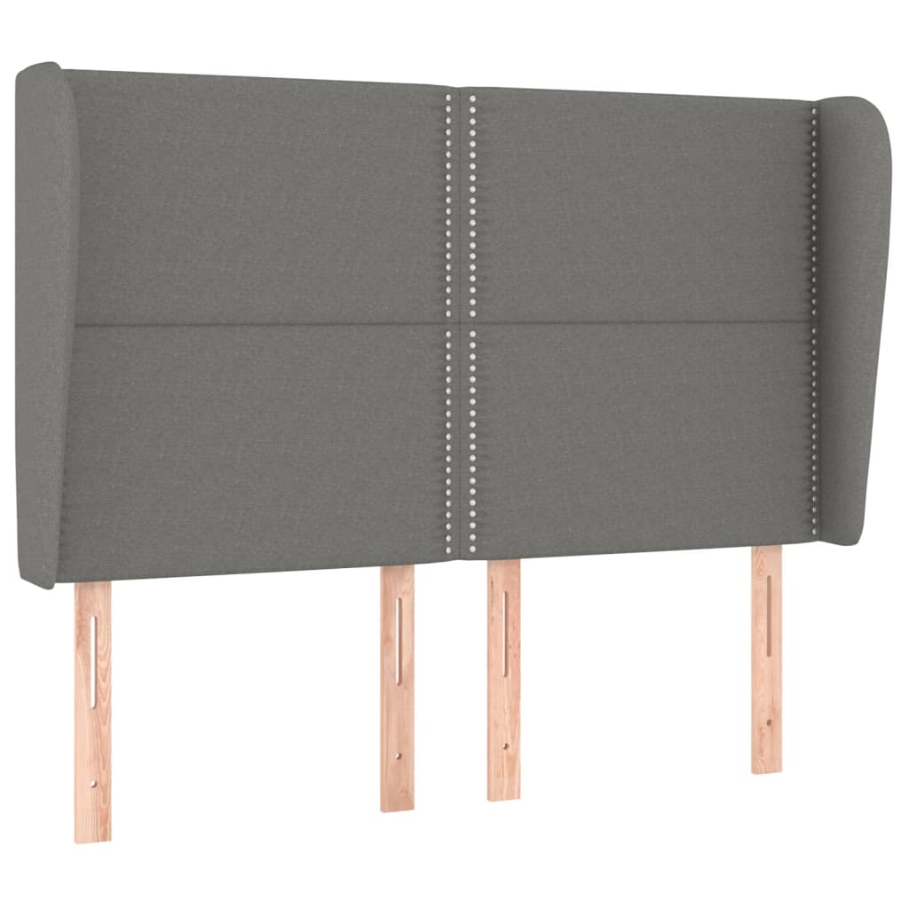Hoofdbord Met Randen Stof Donkergrijs 147 x 23 x 118/128 cm