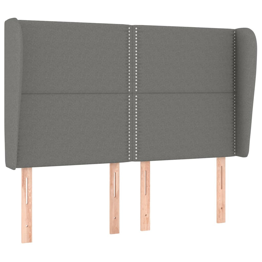 Hoofdbord Met Randen Stof Donkergrijs 147 x 23 x 118/128 cm