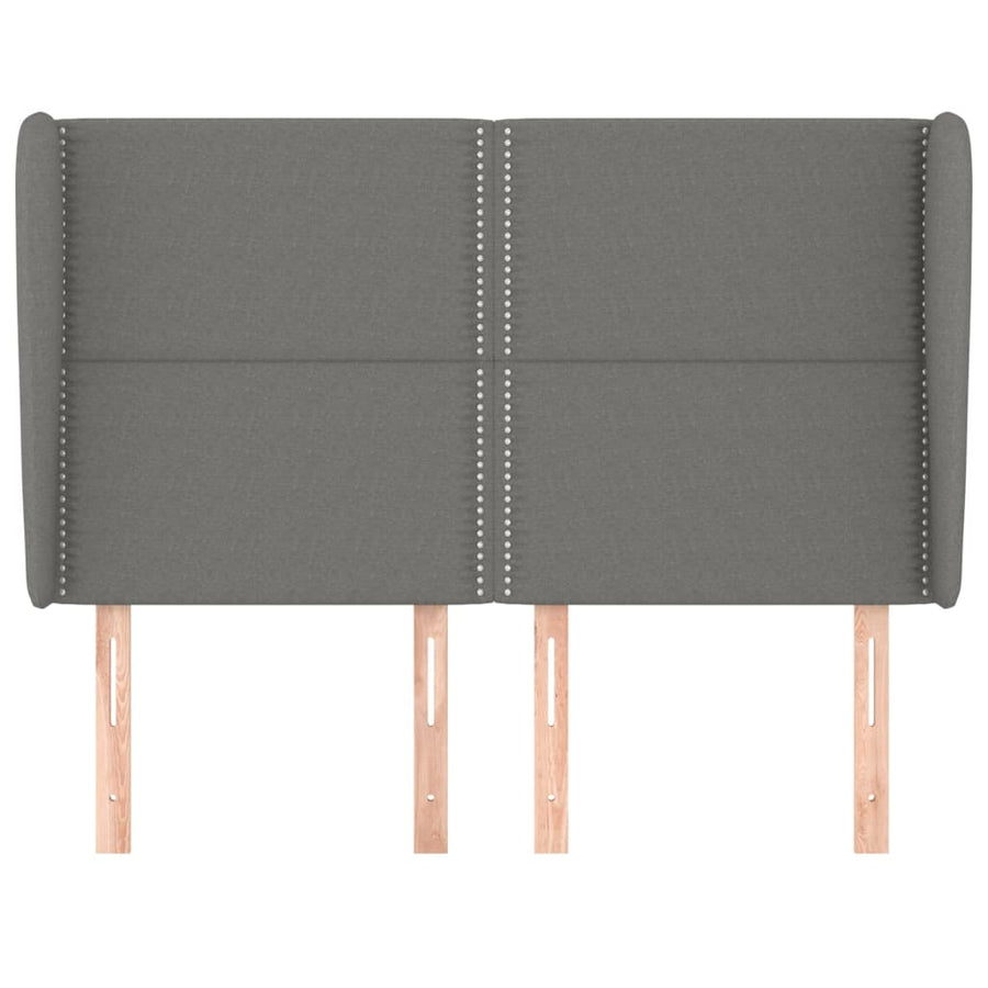 Hoofdbord Met Randen Stof Donkergrijs 147 x 23 x 118/128 cm