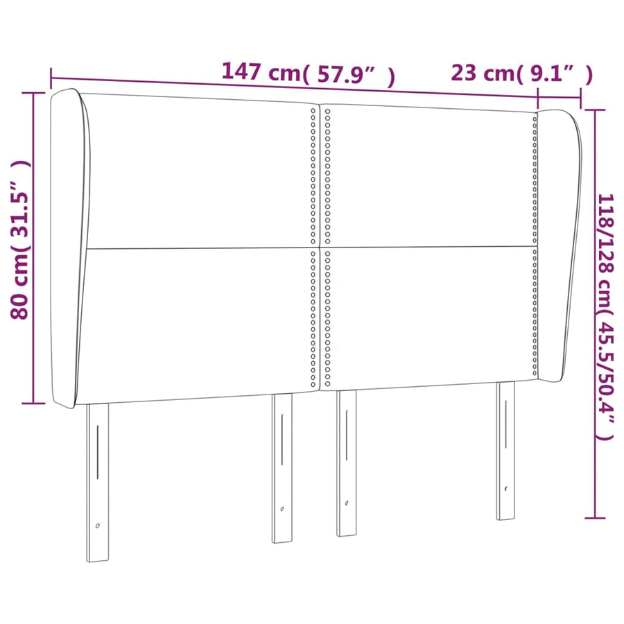 Hoofdbord Met Randen Stof Donkergrijs 147 x 23 x 118/128 cm
