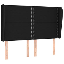 Hoofdbord Met Randen Stof Zwart 147 x 23 x 118/128 cm