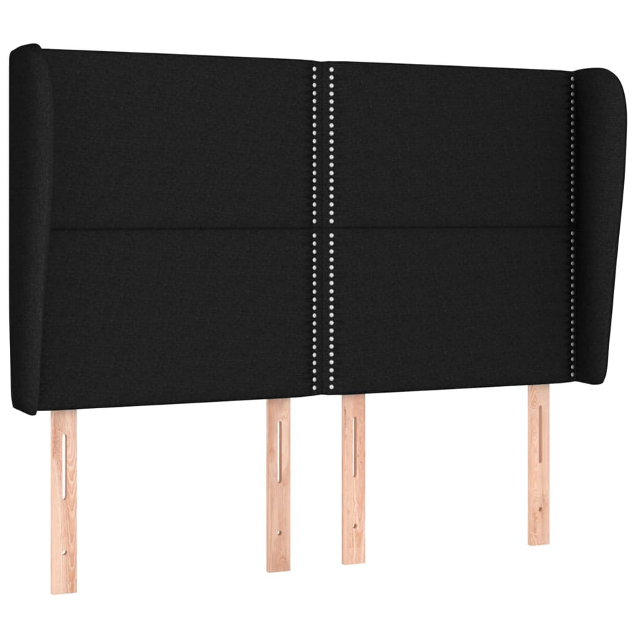 Hoofdbord Met Randen Stof Zwart 147 x 23 x 118/128 cm