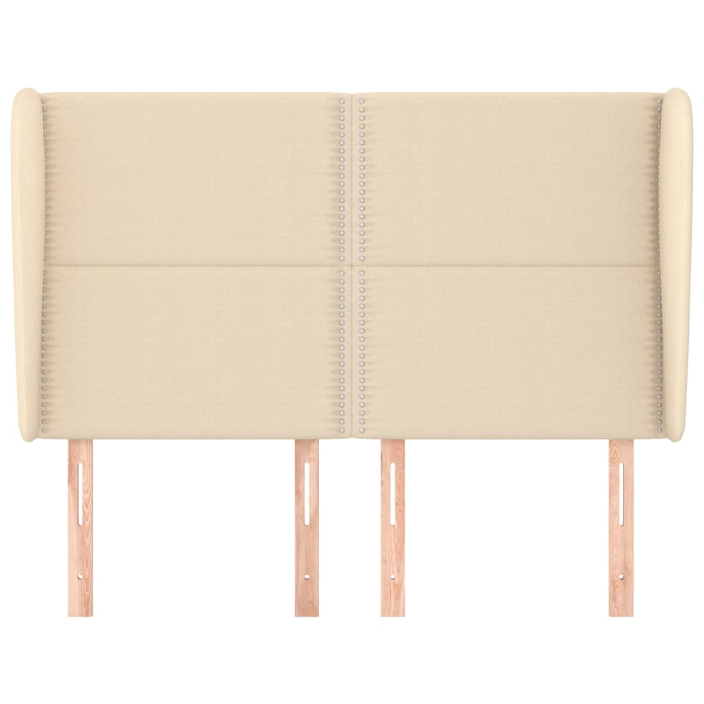 Hoofdbord Met Randen Stof Kleurig Crème 147 x 23 x 118/128 cm