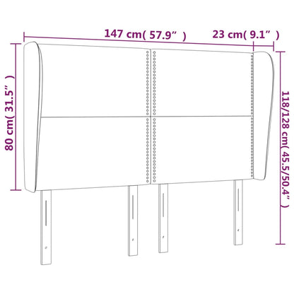 Hoofdbord Met Randen Stof Kleurig Crème 147 x 23 x 118/128 cm