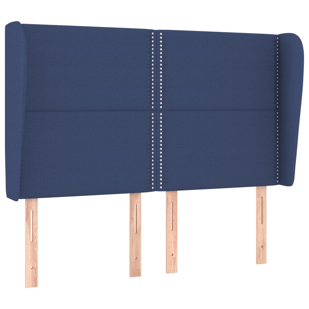 Hoofdbord Met Randen Stof Blauw 147 x 23 x 118/128 cm