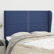Hoofdbord 147x23x118/128 cm stof blauw