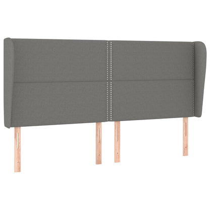 Hoofdbord Met Randen Stof Donkergrijs 163 x 23 x 118/128 cm