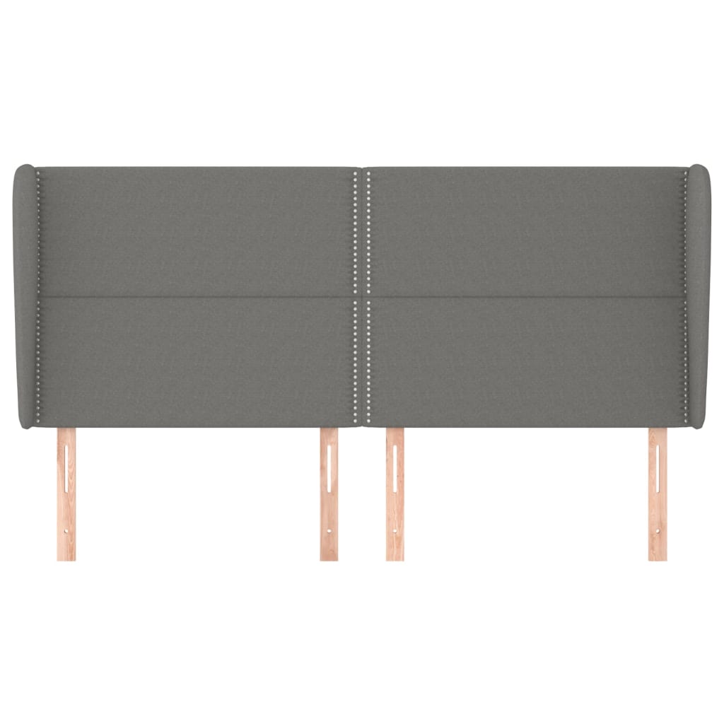 Hoofdbord Met Randen Stof Donkergrijs 163 x 23 x 118/128 cm