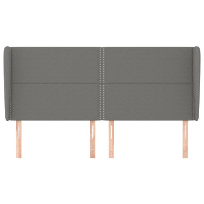 Hoofdbord Met Randen Stof Donkergrijs 163 x 23 x 118/128 cm