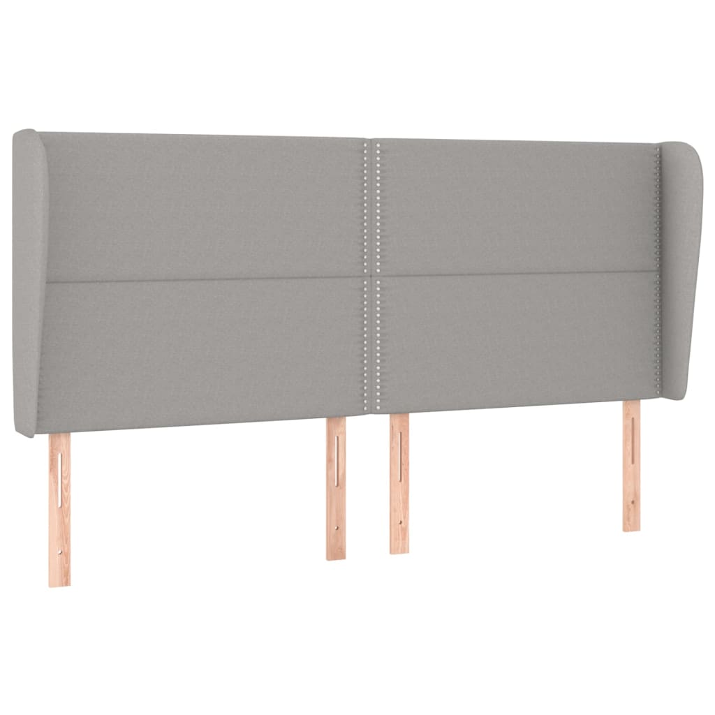 Hoofdbord Met Randen Stof Lichtgrijs 183 x 23 x 118/128 cm