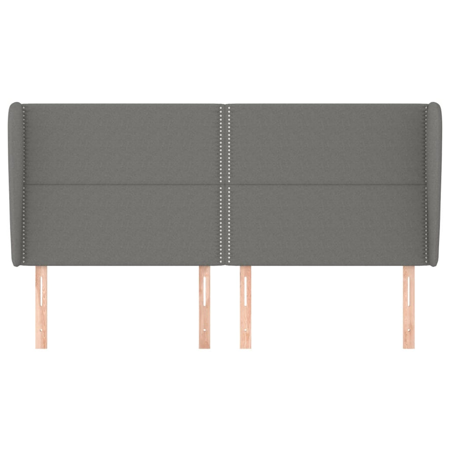 Hoofdbord Met Randen Stof Donkergrijs 183 x 23 x 118/128 cm