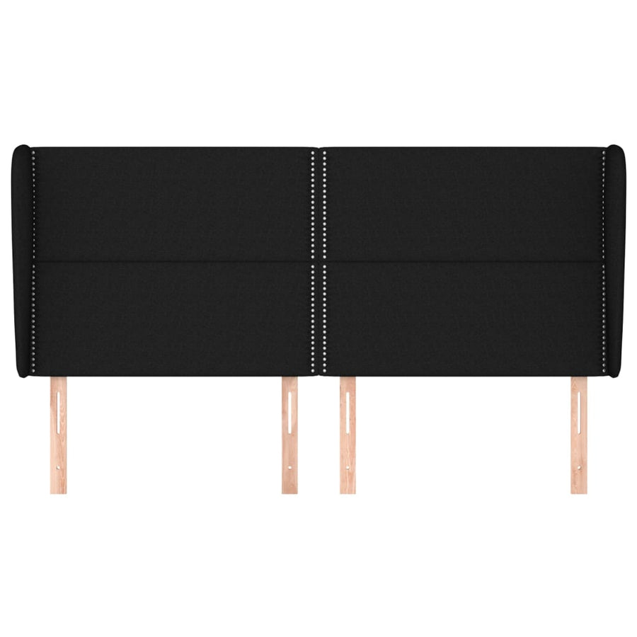 Hoofdbord Met Randen Stof Zwart 183 x 23 x 118/128 cm