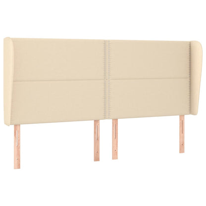 Hoofdbord Met Randen Stof Kleurig Crème 183 x 23 x 118/128 cm