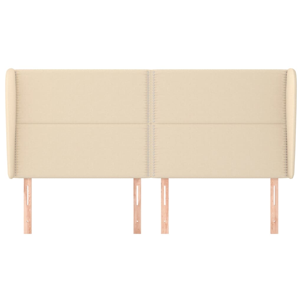 Hoofdbord Met Randen Stof Kleurig Crème 183 x 23 x 118/128 cm