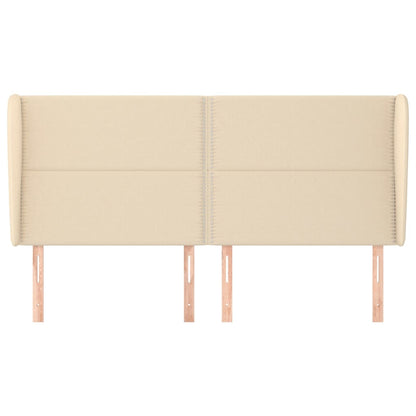 Hoofdbord Met Randen Stof Kleurig Crème 183 x 23 x 118/128 cm