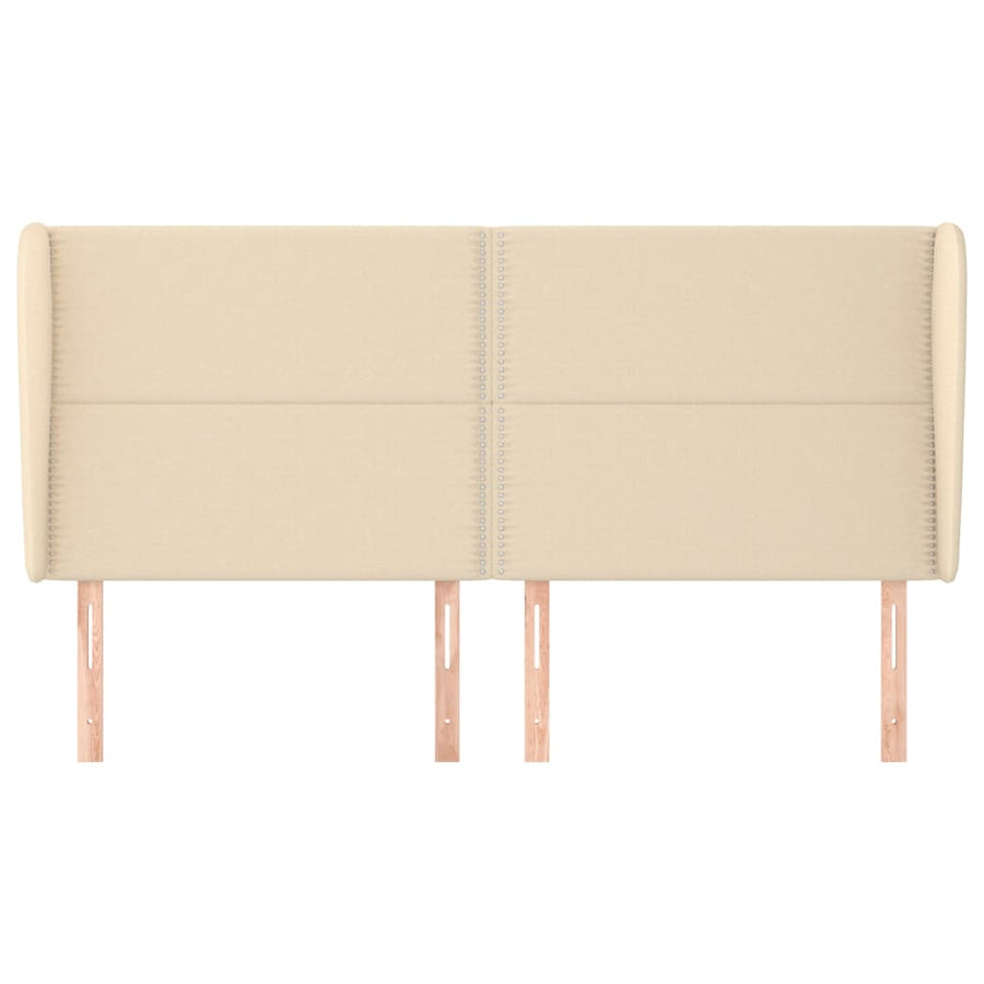 Hoofdbord Met Randen Stof Kleurig Crème 183 x 23 x 118/128 cm
