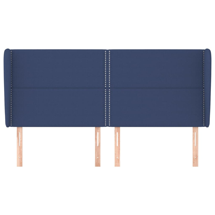 Hoofdbord Met Randen Stof Blauw 183 x 23 x 118/128 cm