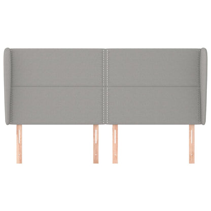 Hoofdbord Met Randen Stof Lichtgrijs 203 x 23 x 118/128 cm