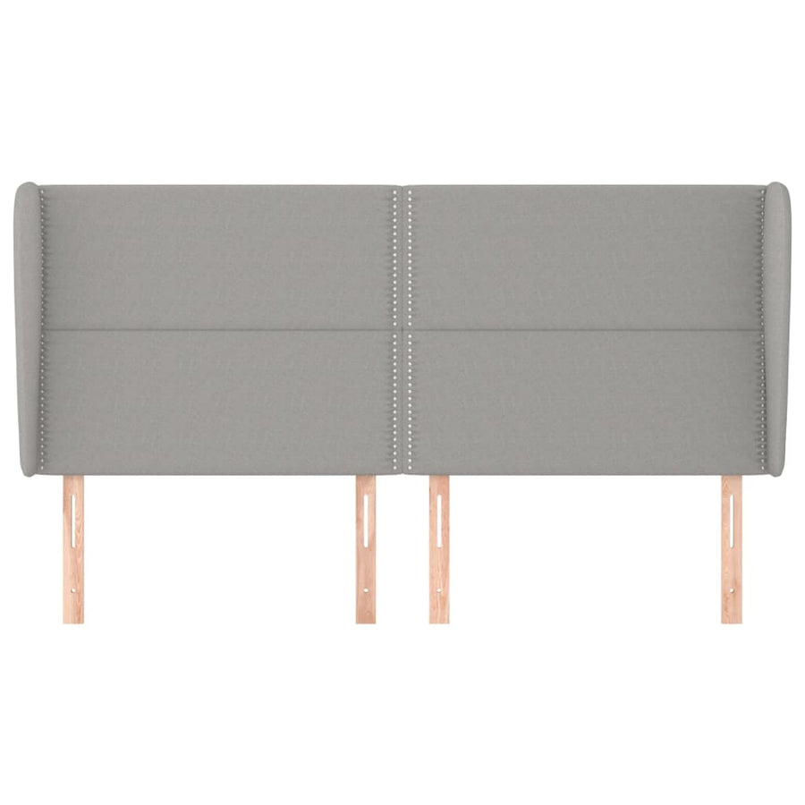 Hoofdbord Met Randen Stof Lichtgrijs 203 x 23 x 118/128 cm