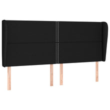 Hoofdbord Met Randen Stof Zwart 203 x 23 x 118/128 cm