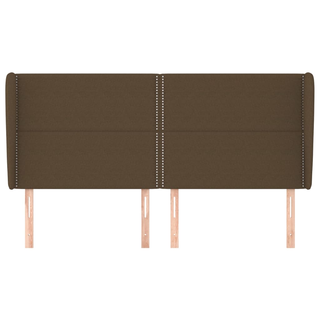 Hoofdbord Met Randen 203X23X118/128 Cm Stof Donkerbruin