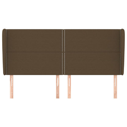 Hoofdbord Met Randen 203X23X118/128 Cm Stof Donkerbruin