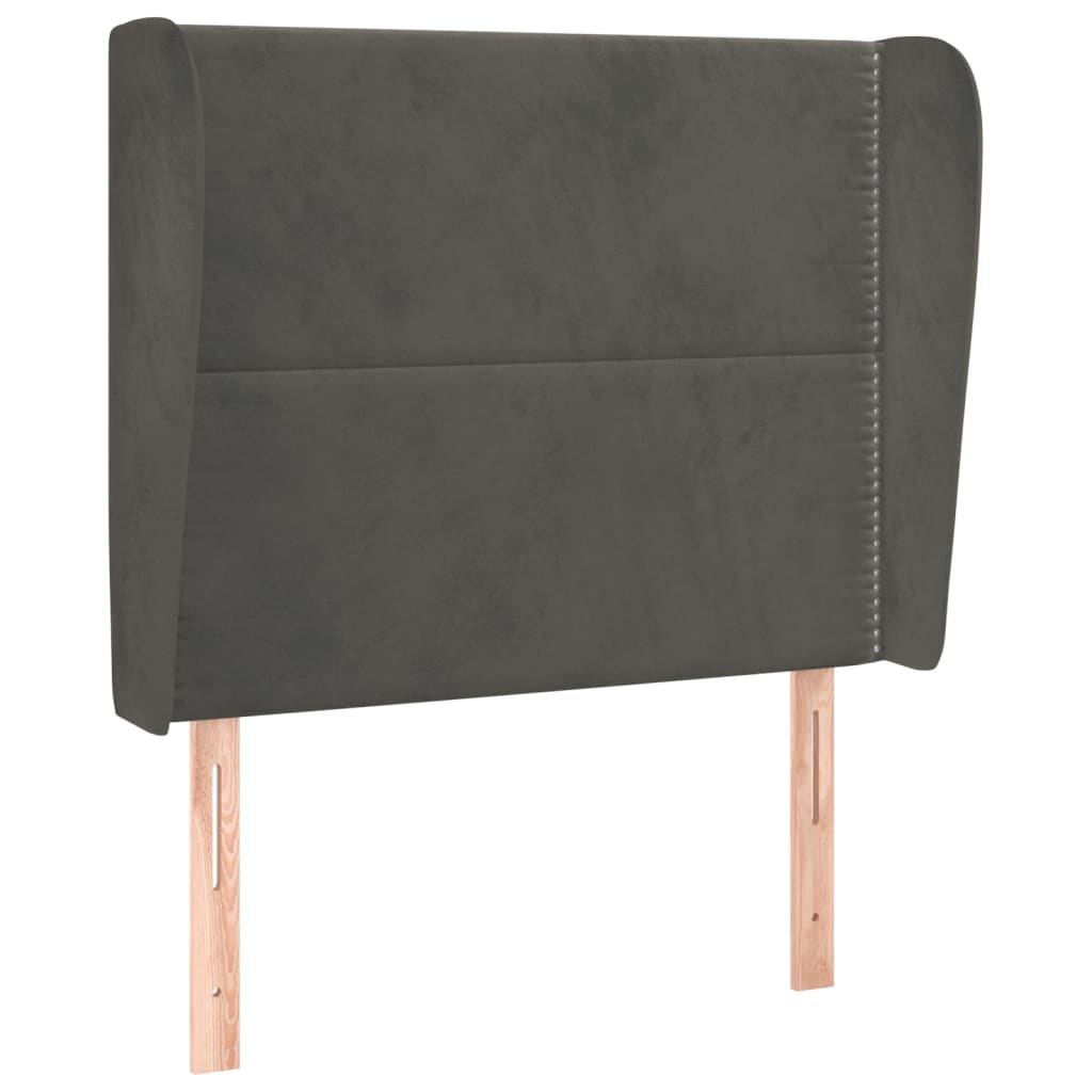 Hoofdbord Met Randen Fluweel 83 x 23 x 118/128 cm Donkergrijs