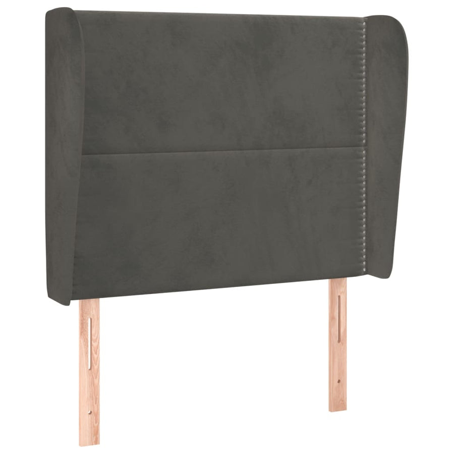 Hoofdbord Met Randen Fluweel 93 x 23 x 118/128 cm Donkergrijs