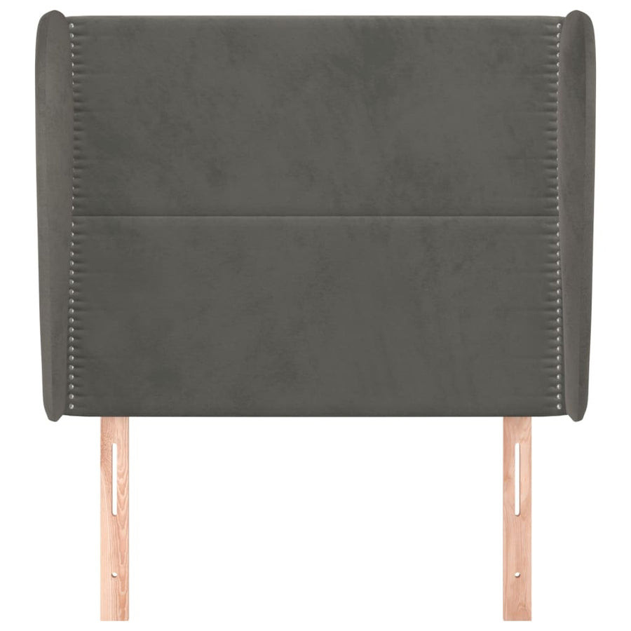 Hoofdbord Met Randen Fluweel 93 x 23 x 118/128 cm Donkergrijs