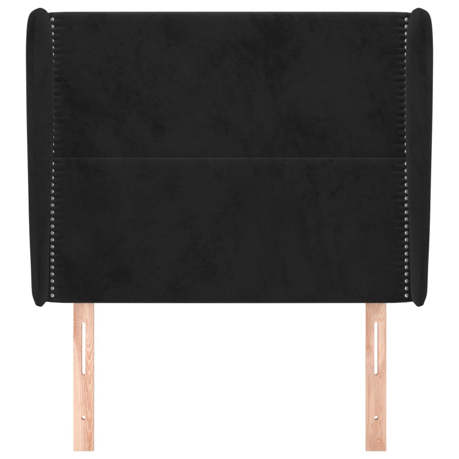 Hoofdbord Met Randen Fluweel 93 x 23 x 118/128 cm Zwart