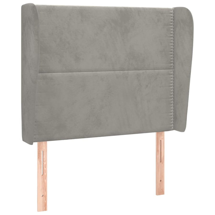 Hoofdbord Met Randen Fluweel 103 x 23 x 118/128 cm Lichtgrijs