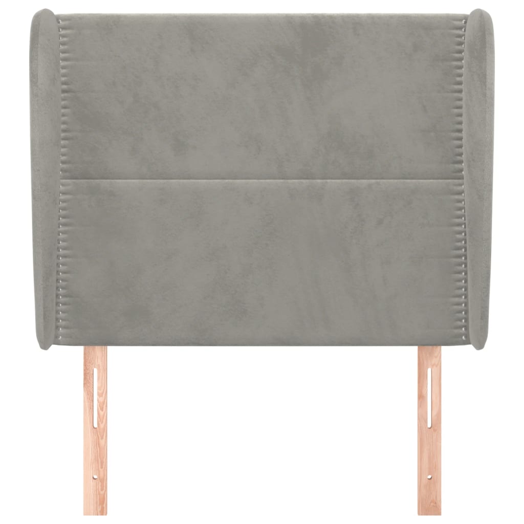 Hoofdbord Met Randen Fluweel 103 x 23 x 118/128 cm Lichtgrijs
