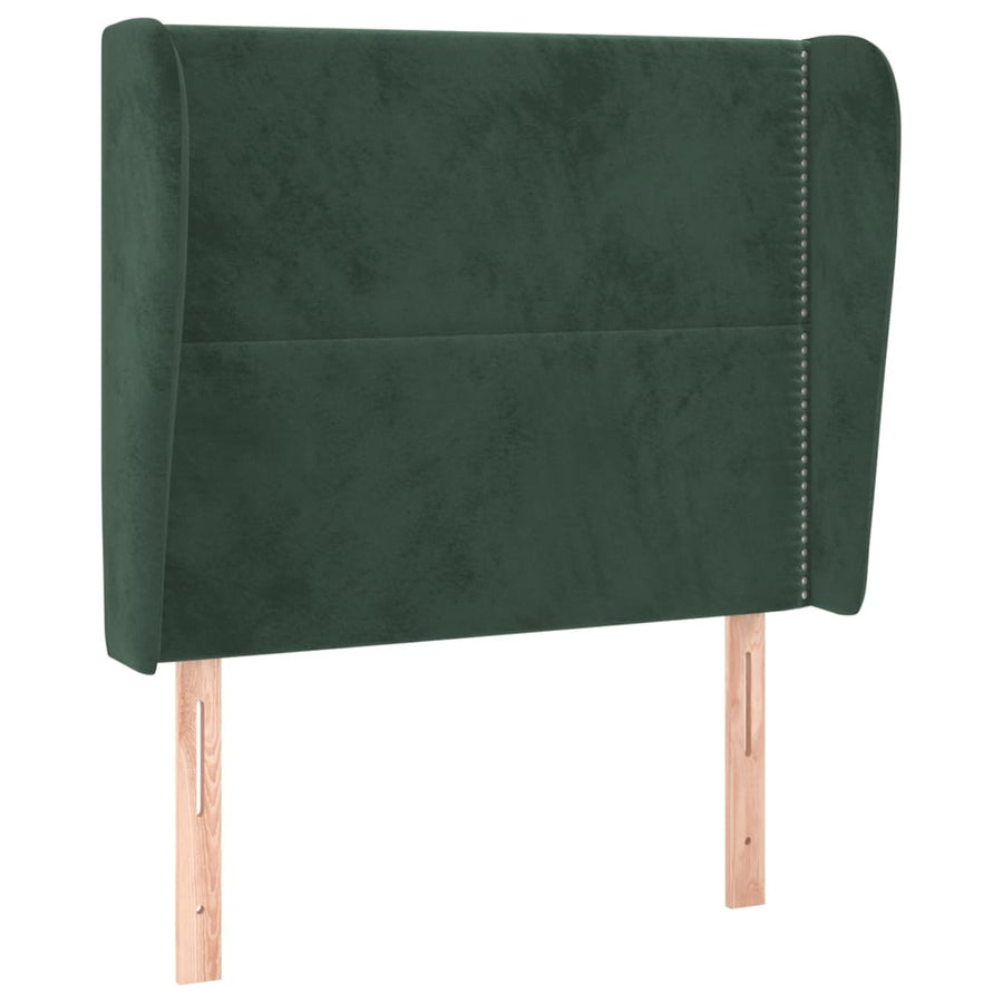 Hoofdbord met randen 103x23x118/128 cm fluweel donkergroen