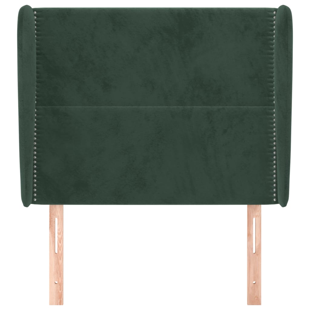 Hoofdbord met randen 103x23x118/128 cm fluweel donkergroen