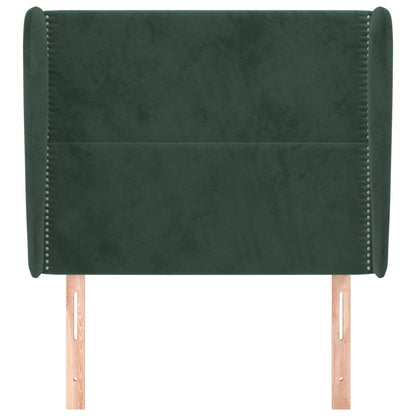 Hoofdbord met randen 103x23x118/128 cm fluweel donkergroen
