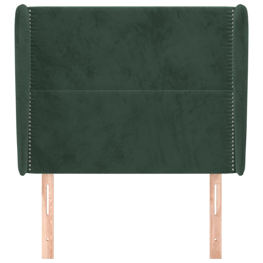 Hoofdbord met randen 103x23x118/128 cm fluweel donkergroen