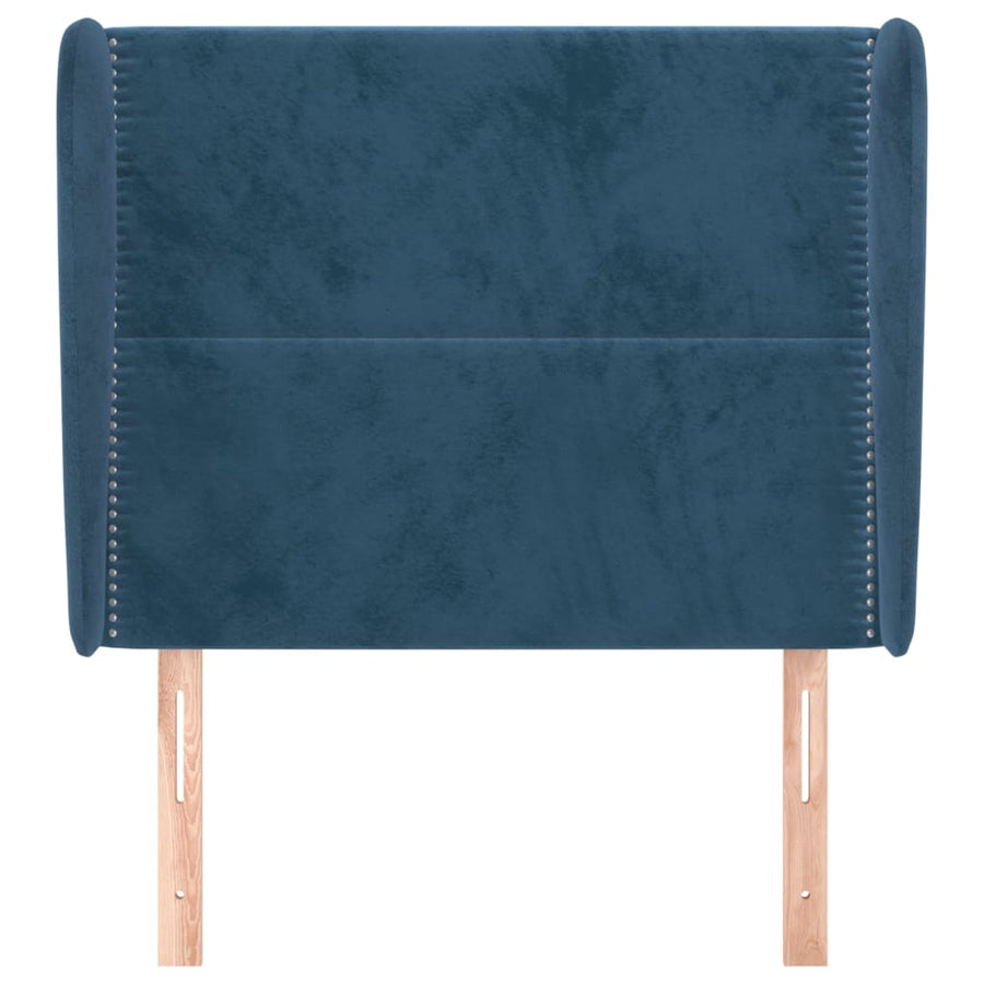 Hoofdbord Met Randen Fluweel 103 x 23 x 118/128 cm Donkerblauw