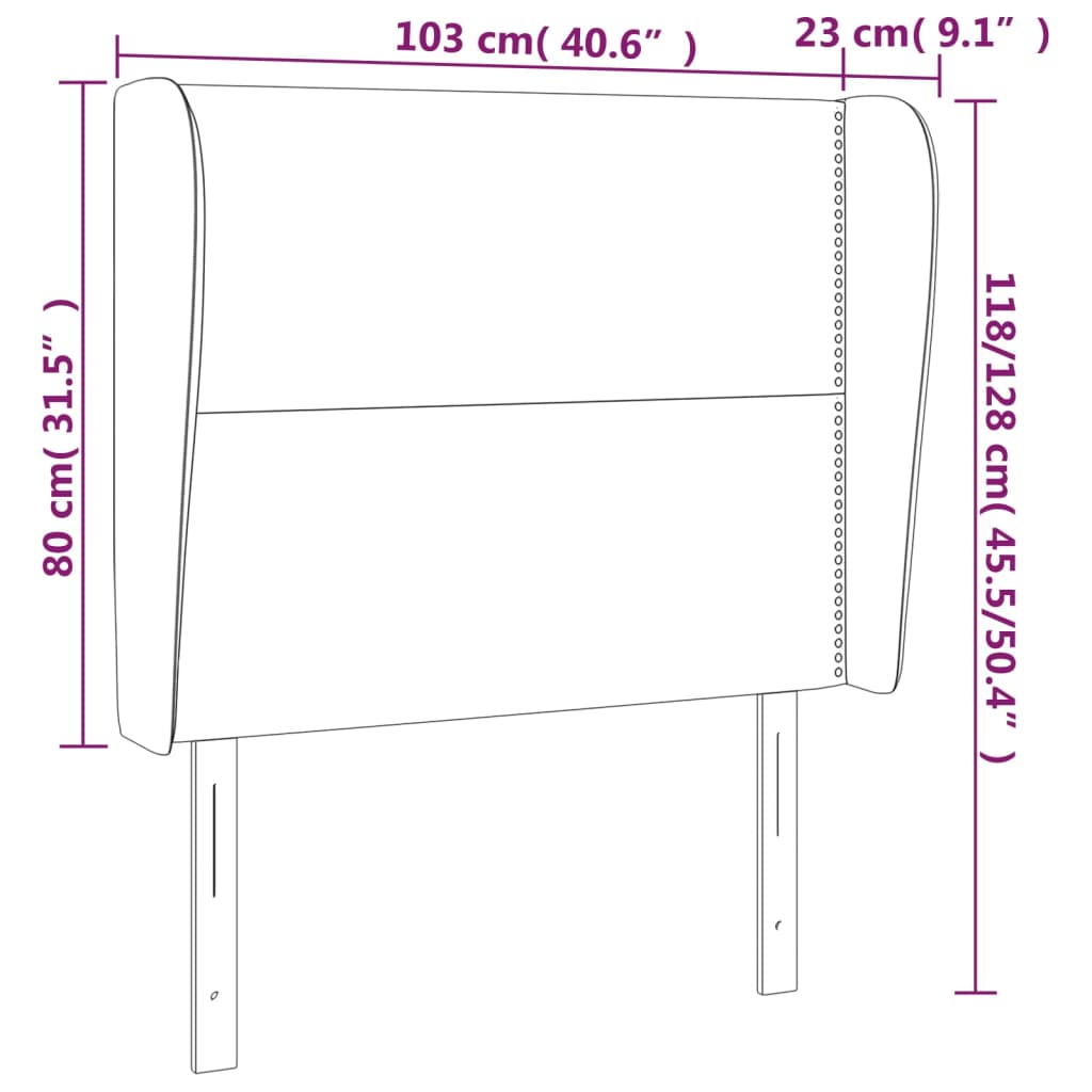 Hoofdbord Met Randen Fluweel 103 x 23 x 118/128 cm Donkerblauw