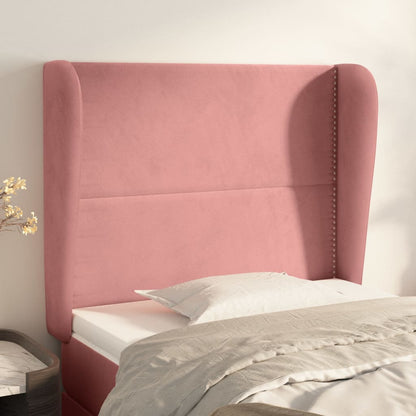 Hoofdbord Met Randen Fluweel 103 x 23 x 118/128 cm Roze